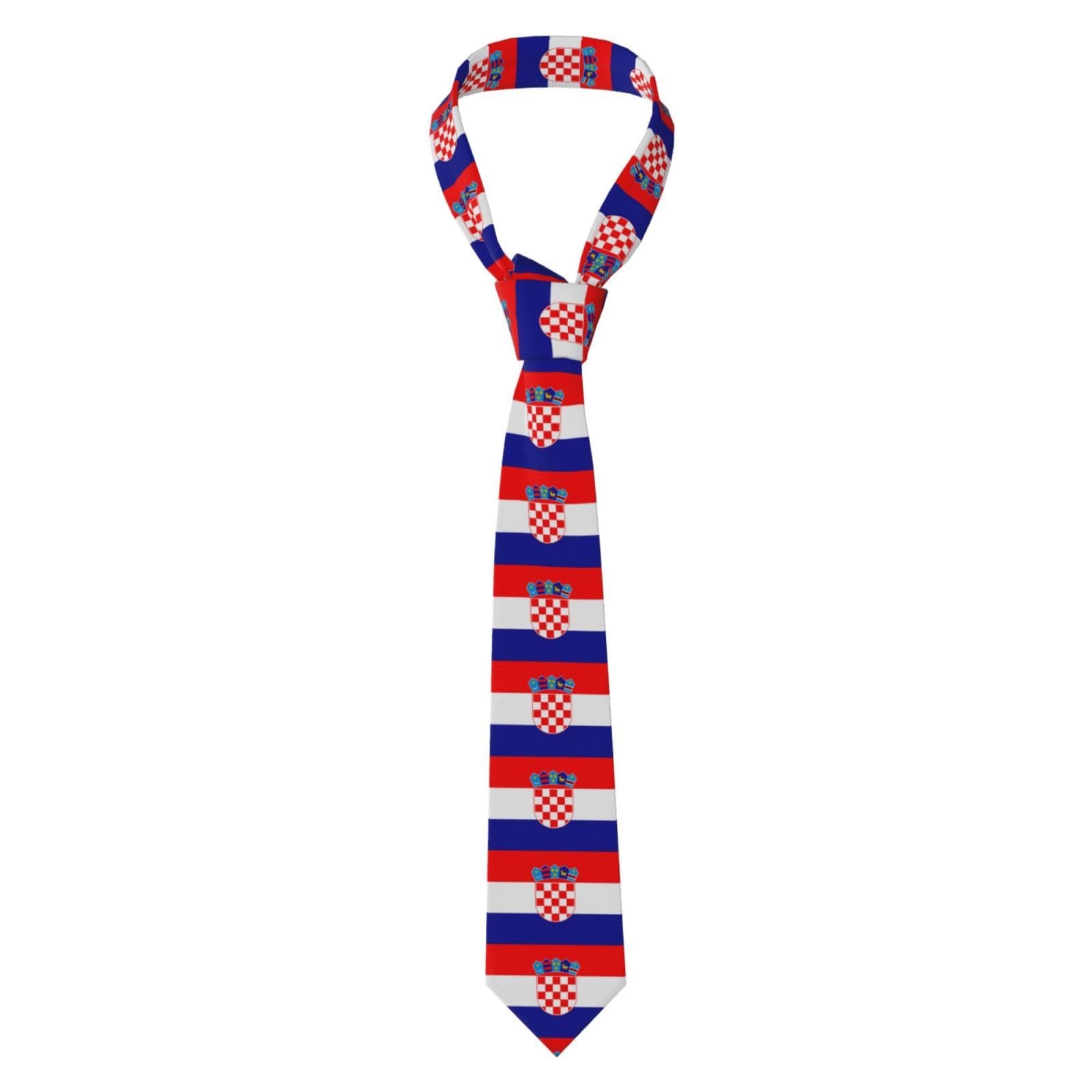 HJFCZH Republic of Croatia flag Prints Men's Necktie - Quality Polyester Tie for Work, Weddings & Special Occasions - Soft & Durable