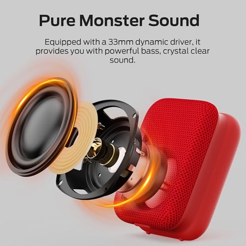 Monster Atomic Atom Bluetooth Speaker with Mics, Red - IPX5 Waterproof, Compact and Portable for Workout and Cycling