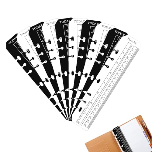 prota Lot de 10 règles A5 - Marque-page pour ordinateur portable - Règle de recherche de page - Marqueur de page en plastique - 6 trous - Pour classeur A5 -...