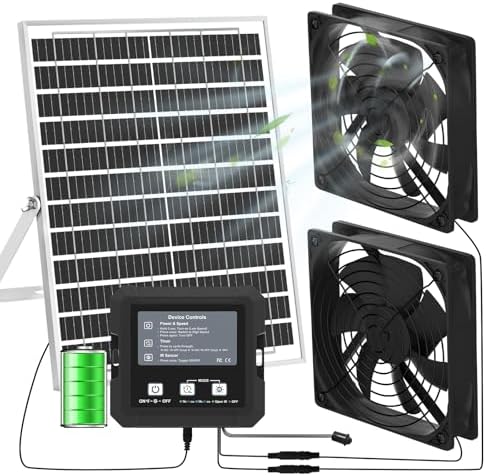 best solar powered greenhouse heater that will transform your gardening 7 25W Solar Fan for Chicken Coop with Battery, Solar Exhaust Fan for Shed & Greenhouse, 3 Modes Controller (Continuous/Timer/Motion Sensor), Solar Powered Fan for Intake or Exhaust Vent Cooling