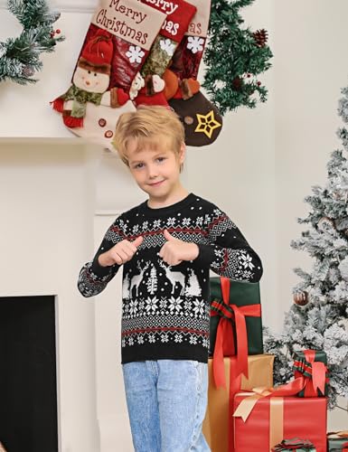 Image of Aiboria Matching Family Ugly Christmas Reindeer Snowflakes Sweater Pullover for Women /Men /Boys /Girls