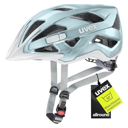 FISCHER Erwachsene Fahrradhelm, Radhelm, Cityhelm Arrow, S/M, 54-59cm, schwarz grün, mit beleuchtetem Innenring-System 8 Uvex Unisex – Erwachsene, active Fahrradhelm, aqua white, 56-60 cm