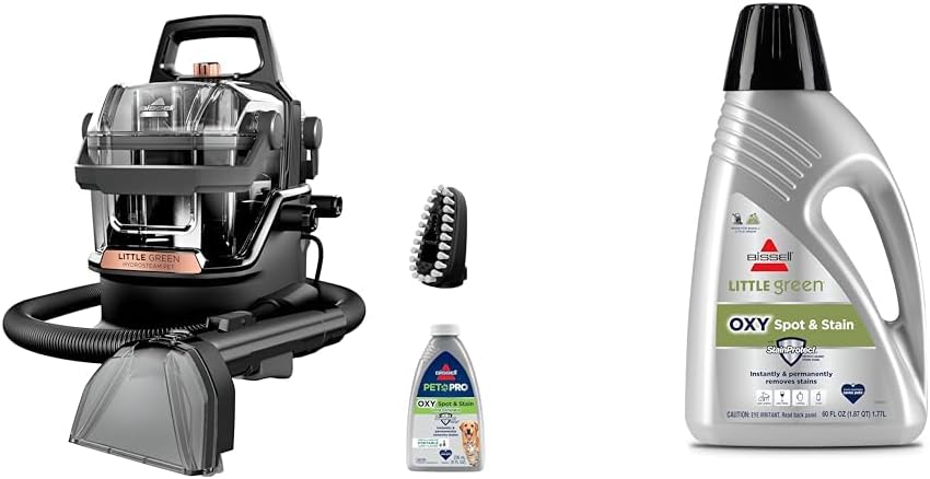 Bundle of BISSELL Little Green HydroSteam Multi-Purpose Portable Carpet and Upholstery Cleaner, Car and Auto Detailer, 3618, Black and Copper Harbor + BISSELL Pet Pro Oxy Spot & Stain