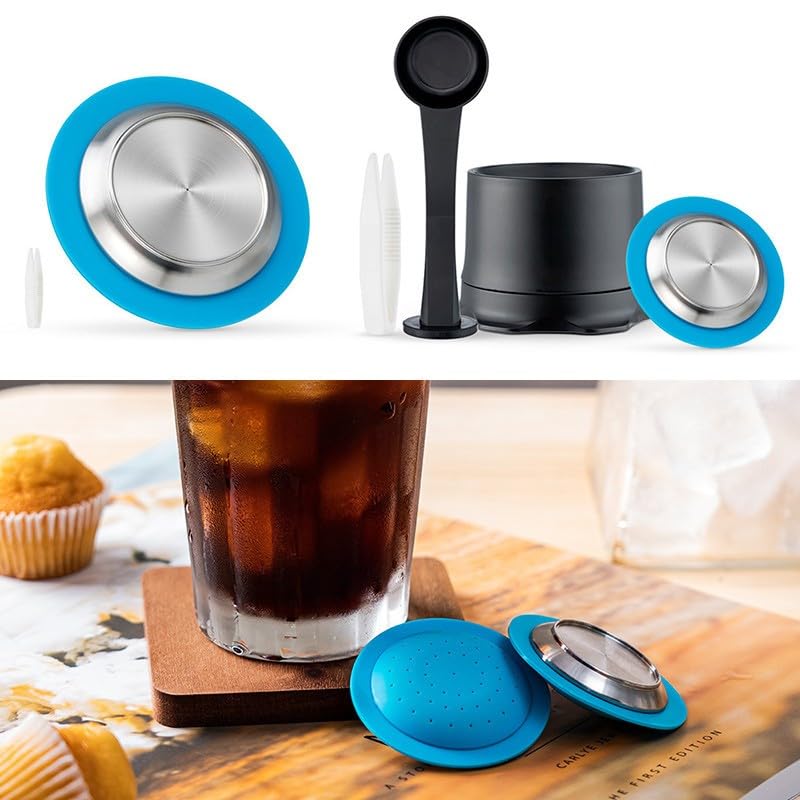 Whychstore Cápsula de café reutilizable, cápsula recargable de acero inoxidable 304 con filtro, compatible con máquinas de café estándar