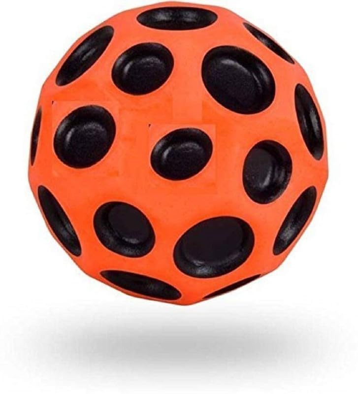 FlairFInds Crazy Bounce Moon Ball for Kids with Soft Rubber Fun Playground Toy (Pack of 1 - Multicolor)