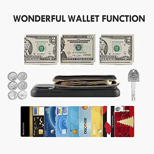 Zve Case For Apple Iphone Xr, 6.1 Inch, Wallet Case With Crossbody Strap Credit Card Holder Slot Handbag Purse Wrist Zipper Strap Case Cover For Apple Iphone Xr 6.1 Inch - Black #TOP2