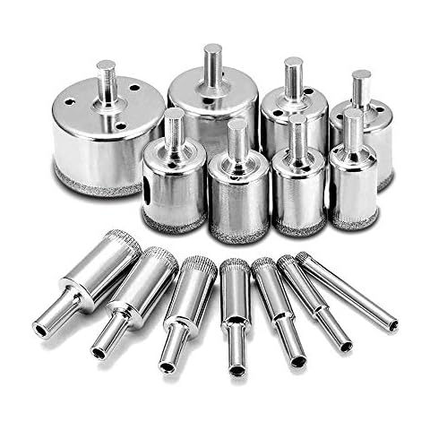 Tile Hole Cutter Set, (15 Pcs Tile Hole Saw), Diamond Drill Bit, Diamond Hole Saw (Remover Tools for Glass, Porcelain, Ceramic, Granite Stone) 4-50mm by AniSqui Cover