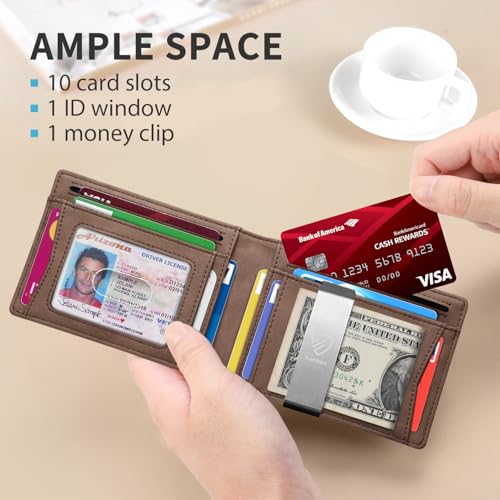 Image of RUNBOX Mens Slim Wallet with Money Clip RFID Blocking Bifold Credit Card Holder for Men with Gift Box