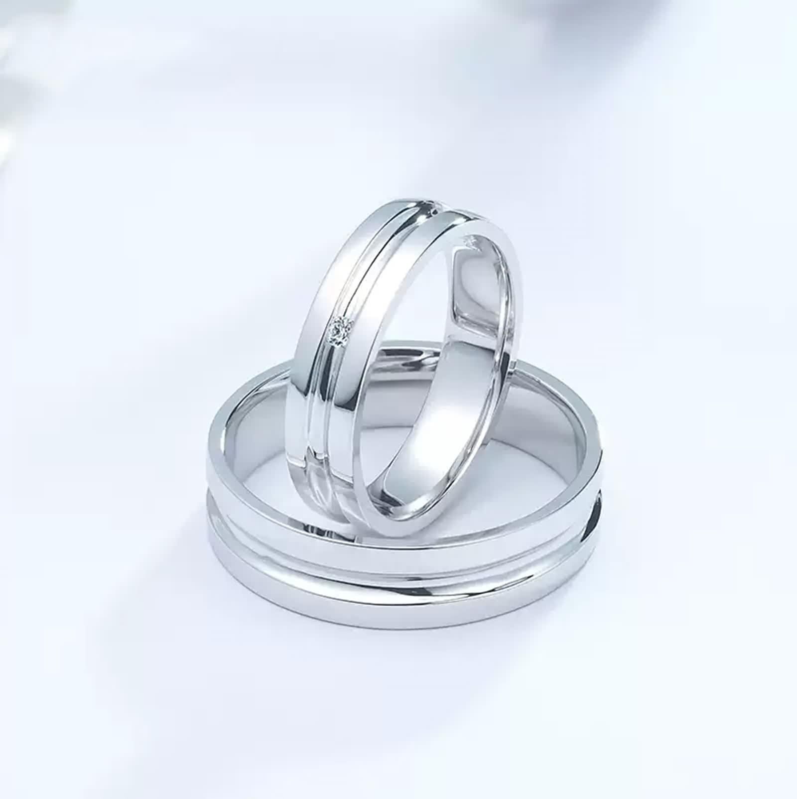 Anillos de boda de plata, anillo de compromiso para hombres pulido joyas auténticas Pt950, tamaño 66 (21.0)