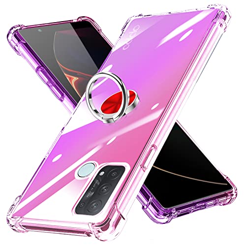 OPPO Reno5 A ケース リング reno5a カバー TPU 薄型 リング付き 回転リング 車載ホルダー対応 ケース 黄変防止 耐衝撃 滑り止め 指紋防止 カメラ保護 TPU カバー ピンク+紫N408-Reno5 A-02
