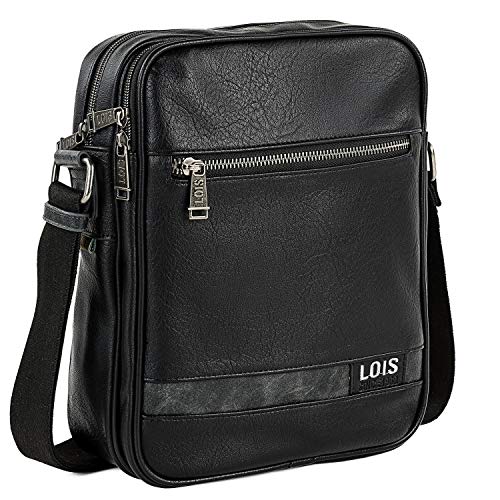 Lois - Bolso con Bandolera Ajustable para Hombre Ideal para Uso Diario 310226, Color Negro