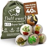 Hustle & Blush Fluff Ewes Wool Dryer Balls 6 Pack - XL Kiss My Cactus Premium New Zealand Laundry Set, Reduces Drying Time, Static Control, Chemical Free, Ideal Holiday Gifts for Women & Men