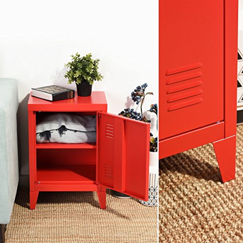 Houseinbox Office File Storage School Lab Supplies Stand Storage 2 Tier Cabinet Shelves, Detachable 4 Legs,Size:15.9'' X 12'' X 22.6'',Red #TOP1