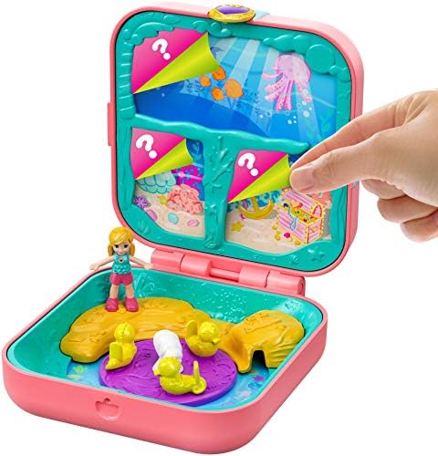 Polly Pocket GDK77 Hidden Hideouts Mermaid Cove with 3 Reveals, 3 Accessories, 1 Micro Polly Doll & Sticker Sheet