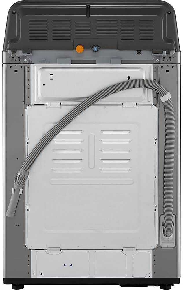 Rear view of the LG Top Load Washer showing water inlet and drain hose connections