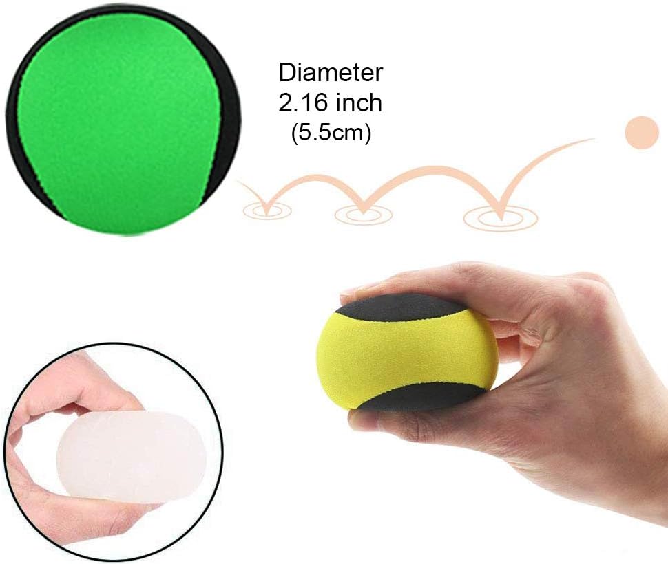 Water Bouncing Ball - 2 Pack Stress Relief Ball for Swimming, Beach & Outdoor Activity (Yellow + Green, 5.5cm)