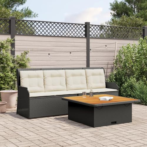 Vetnasa Set de sofás de jardín con Cojines 3 pzas ratán sintético Negro Mobiliario, Muebles de jardín, Conjuntos de jardín Negro 55,8 KG