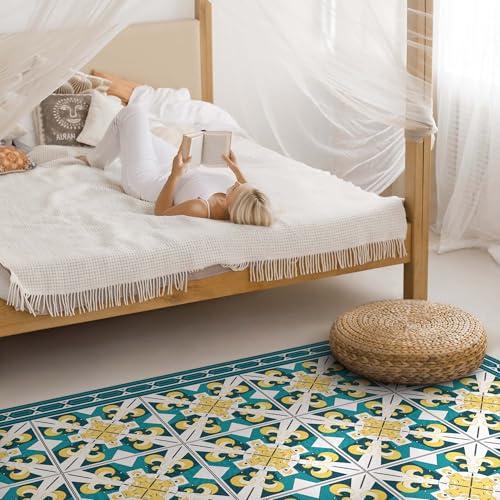 Tapis en vinyle 150x225 cm avec losanges géométriques pour décorer votre salon - 4