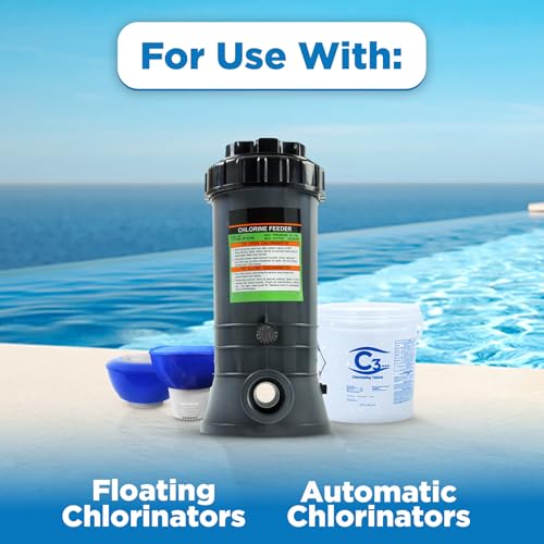 Image of C3 40 lbs. 3 inch Stabilized Chlorine Tabs for Swimming Pools | Easy to Use for Above Ground or Inground Pool | Slow Dissolving Individual Chlorinating Tablets | 40 Pound Bucket