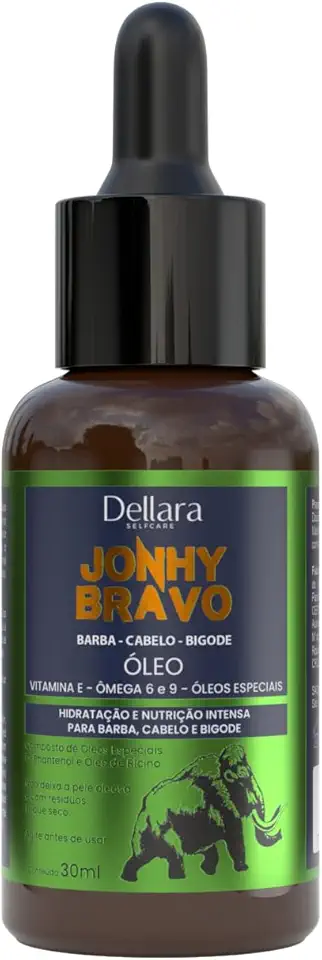 DELLARA Óleo Jonhy Bravo 30ml para Hidratação Intensa de Cabelo, Barba e Pele
