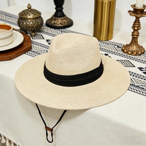 Sombrero de paja mujer estilo Fedora con ala ancha miniatura 5
