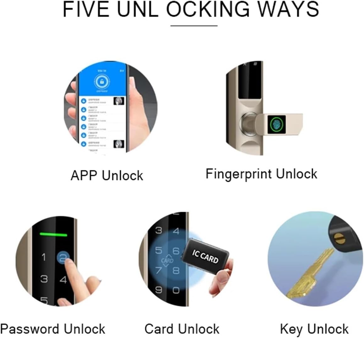 SHENGMIAOHE WiFi App Waterproof Digital Electronic Lock Biometric Fingerprint Door Handle Smart Lock for Glass Sliding(6085,Siliver) Learned Extensively 7 51MDupN8MPL. AC SL1500