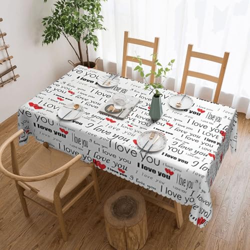 RRhgipp Mantel lavable con texto en inglés 'I Love You Words With Heartstableclo', 137 x 183 cm, para comedor, boda, fiesta, banquete, decoración de mesa