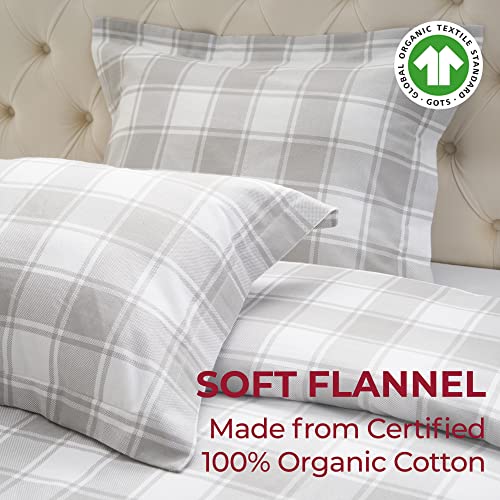 Mellanni Organic Cotton King Duvet Cover Set - 3Pcs Bedding Set, 2 Shams & 1 Duvet Cover - Plaid Duvet Cover With Button Closure - Duvet King Size Set - Home Bedding (King, Gray Plaid) #TOP2