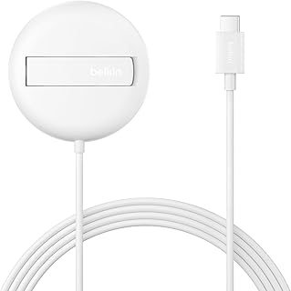 Belkin Station de Charge sans Fil, 15W, Certifié Qi2 et Compatible MagSafe, pour Tous Les modèles de l'iPhone 17, iPhone Air, iPhone 16, pour Les AirPods, etc., sans Adaptateur Secteur - Blanc