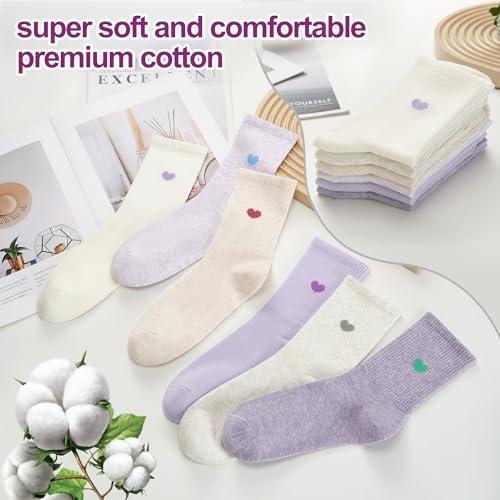 Image of inhees Women's Cotton Crew Socks - 6Pairs Above Ankle Fun Cute Heart Bootie Dress Socks - Gifts for Mother /Her