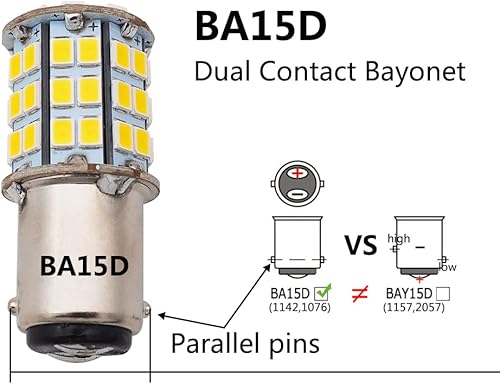 Vista 18 de GRV Ba15d 1142 1076 Bombilla LED 4W 56-2835SMD Super Brillante AC/DC12V-24V 40W Reemplazo halógeno para RV Remolque, Camper, Autocaravana, Luces