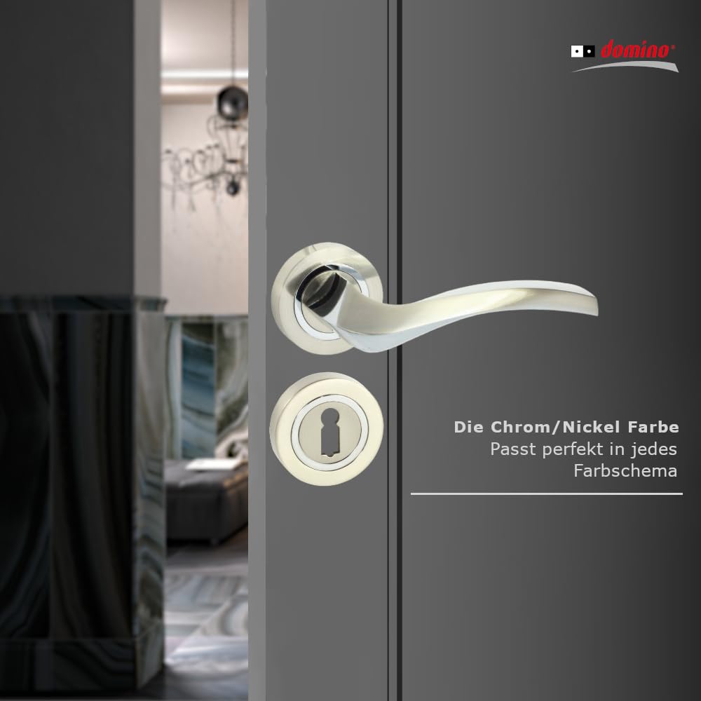 Ensemble De Poignées De Porte Domino| Avec Rosaces Rondes | Kit Pour Portes Ferrures De Porte En Aluminium Marron Alma Eco R M3