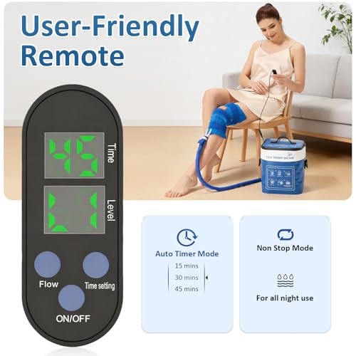 Cold Therapy Machine for Knee, Ice Machine with Timer Temp Cryotherapy Pain Relief Joint Specific Knee Pad 3 Adjustable Straps, Quiet Pump, Pressure Regulator, Leak Proof for Injuries Recovery - Image 6