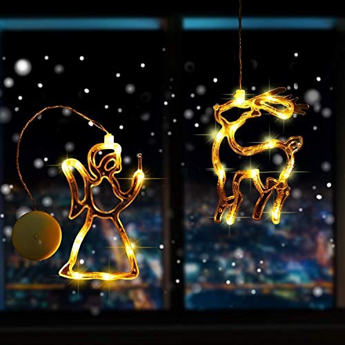 2 piezas de luces LED de Navidad para decoración de ventanas interiores...