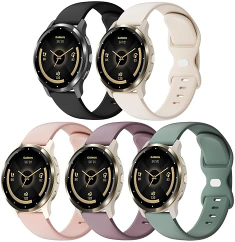 5 Pack 18mm Silicone Watch Band Compatible with Garmin Vivoactive...