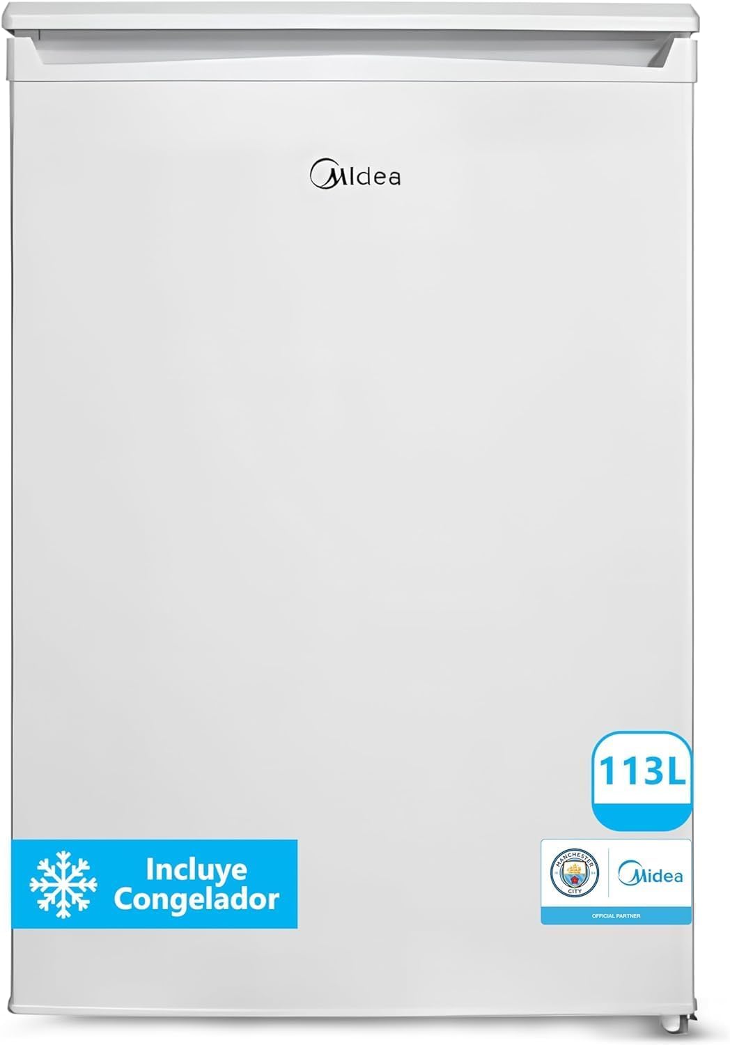 Midea Nevera pequeña 113L con Congelador - Mini frigorífico pequeño + Congelador para la habitación, caravana, playa y camping - Refrigerador Portátil bajo consumo - Mini Bar silencioso 39 dB