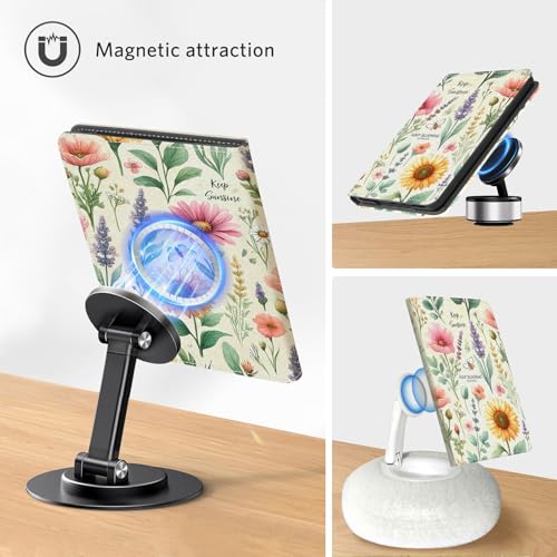 Image of CoBak Stand Case for 7 inch Kindle Paperwhite 12th Gen 2024 and Kindle Colorsoft with Hand Strap - Compatible with iPhone MagSafe, for Samsung /Belkin /Anker Wireless Charging Pads, Durable, Auto Sleep-Gray