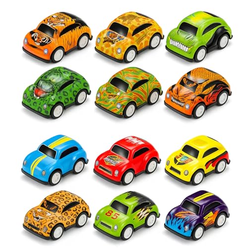 SongBuydn Rückziehauto, 12 Cars Spielzeug, Autos Zurückziehen Fahrzeuge, Aufziehauto für Jungen und Mädchen, Partygeschenke und Klassenzimmer Belohnung, Geschenk für Kinder ab 3 4 5 6 7 8 Jahre