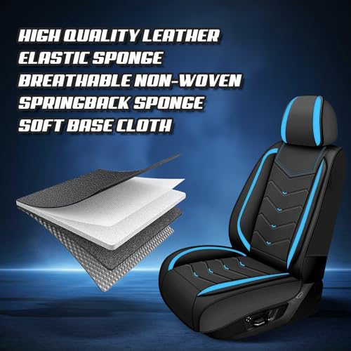 Image of ADERN Car Seat Covers for Jeep Wrangler 2000-2026, Premium Nappa Leather Car Seat Cover, Stylish Sport Seat Covers, Automobile Seat Cover Sets.(Luxury 2 Seats /Black Blue)