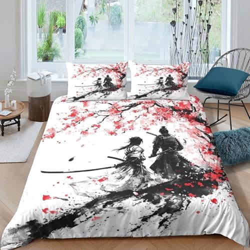 Parure de lit samouraï 135x200 microfibre avec housse de couette effet 3D
