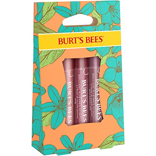 Burt's Bees Lip Balm Spring Gifts, 3 Nourishing Lip Care Shimmers For All Day Glow, Kissable Color Spring Gift Set -Peony, Fig & Rhubarb (Packaging May Vary) #TOP5
