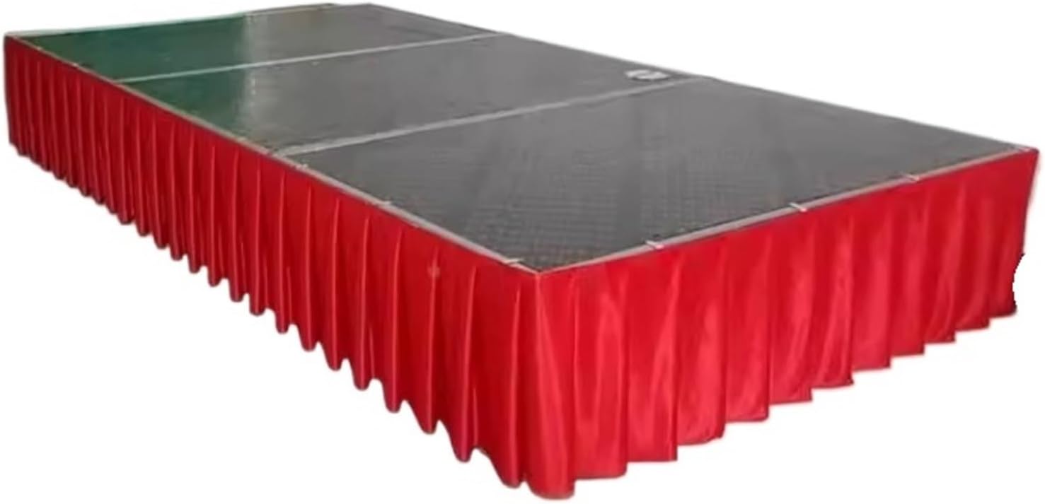 Table Skirt Wedding Party Banquet Birthday Decoration Table Skirt For Cloth Cover Skirting Polyester Pleated(RED,H150cm x L300cm)