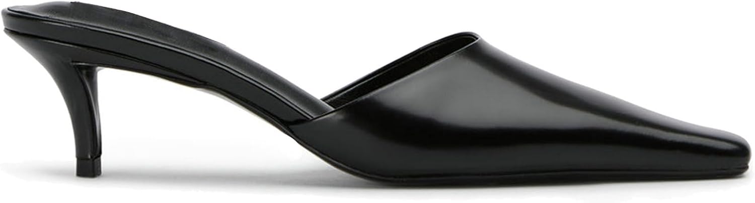 KysBloes Kitten Heel Mules for Women Square Toe Slip On Pumps Low Heel Slides Backless Dress Casual Shoes - Image 3