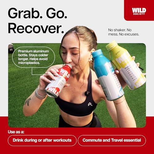 Image of Wild Society Clear Protein Drink + Electrolytes, Fruit Punch, 12 Pack | 20g Clear Whey Protein Isolate, 385mg Electrolytes, Zero Sugar, 100 Calories, 16oz Protein Water Sports Drink