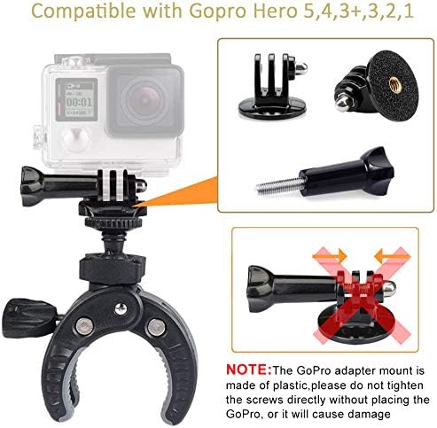 UTEBIT Camera Mount Clamp & Phone Holder for Handlebar de Motorcycle/Bike Rod, Cross Bar, Camera Mount with 1/4 Screw & 360 Rotation Ballhead Compatible for DSLR Camara, Action Camara