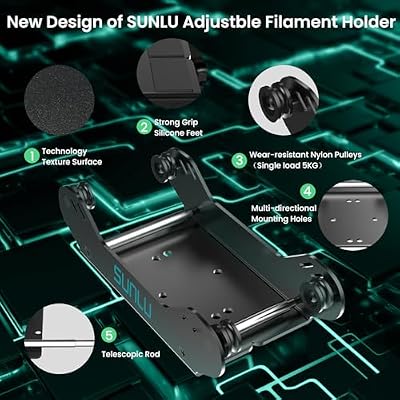 SUNLU 3D Printer Filament Holder, Filament Spool Holder, Easy to Turn, Easy to Adjust, 1 Piece, Black