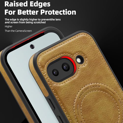Image of Lunivop for Google Pixel 9a Case Leather [Compatible with Magsafe Wireless Charging] Magnetic Cover Stand Funda para Google Pixel 9a 6.3 '' 5G 2025 Rugged Best Phone Cases Brown
