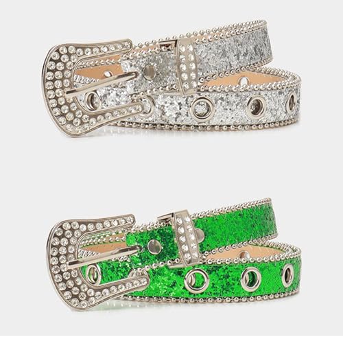 Girl Glittered Waistband Grommet Buckle Belt For Jeans Dress Nightclub Girls Modern Jeweled Waistband4