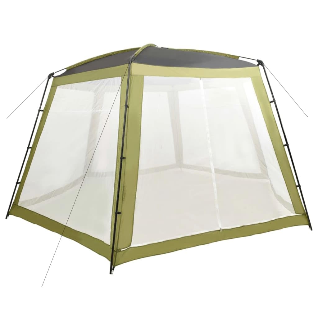 Mangloder - Tenda da piscina in tessuto, 590 x 520 x 250 cm, verde, per piscine, idromassaggio, vasca idromassaggio, piscina fuori terra, resistente ai raggi UV, con pareti laterali in rete e telaio