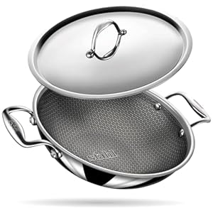 Stahl Triply Non Stick Kadai with Lid | Stainless Steel Kadai with Induction Base | Tri Ply Kadhai Scratch Resistant | Hybrid 6324, Dia 24cm, 2.4L (Serves 4 People)